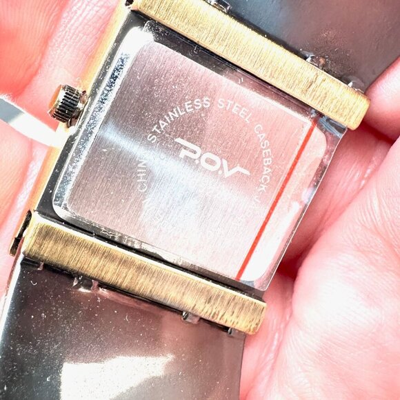 POV Womens Watch Multi Crystal Bronze Tone Hinged Bangle Bracelet NIB - Picture 4 of 6